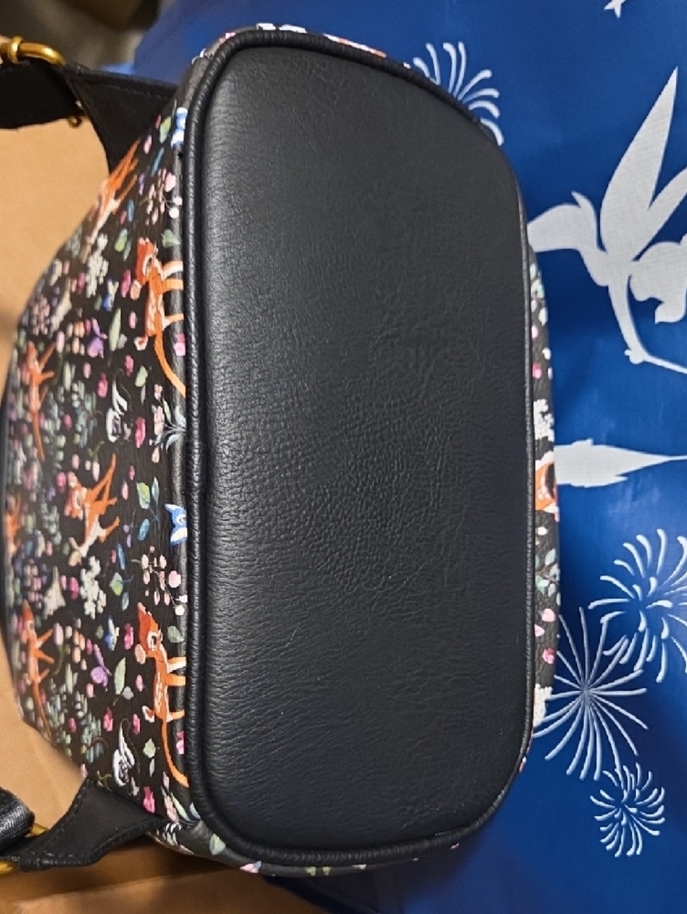 Loungefly Black Bambi‎ Floral Mini Backpack with Gold Emblem - Picture 5 of 8